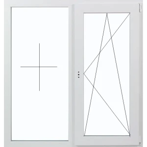 Пластиковое окно ПВХ Deceuninck двустворчатое 1200x1200 мм (ВхШ) двухкамерный стеклопакет белый/антрацит