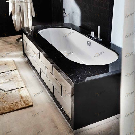 Ванна Monaco 100x209 в отделке VETRO nero marquina / cannetè MILLDUE RITZ 1901R03