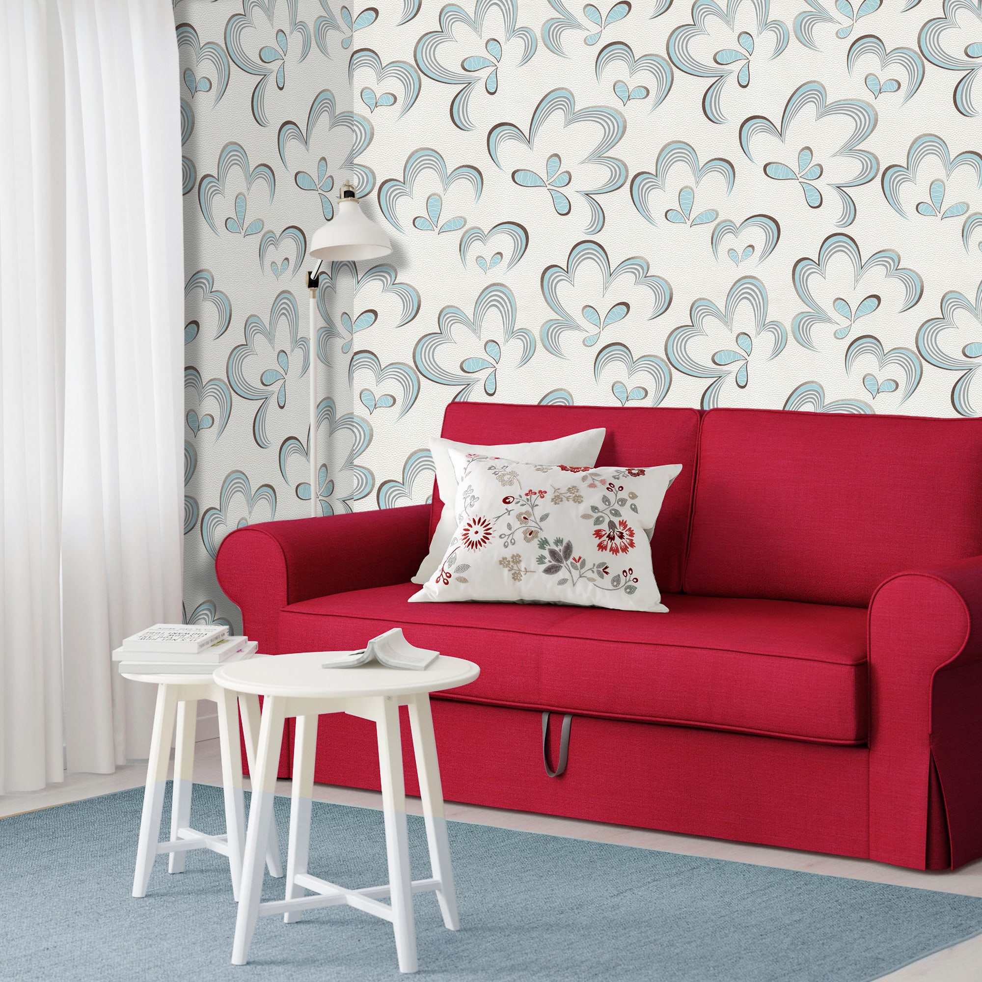 82399695 Обои виниловые белые 0.53 м 0002-4 Цветы Santreyd  - Вид №3