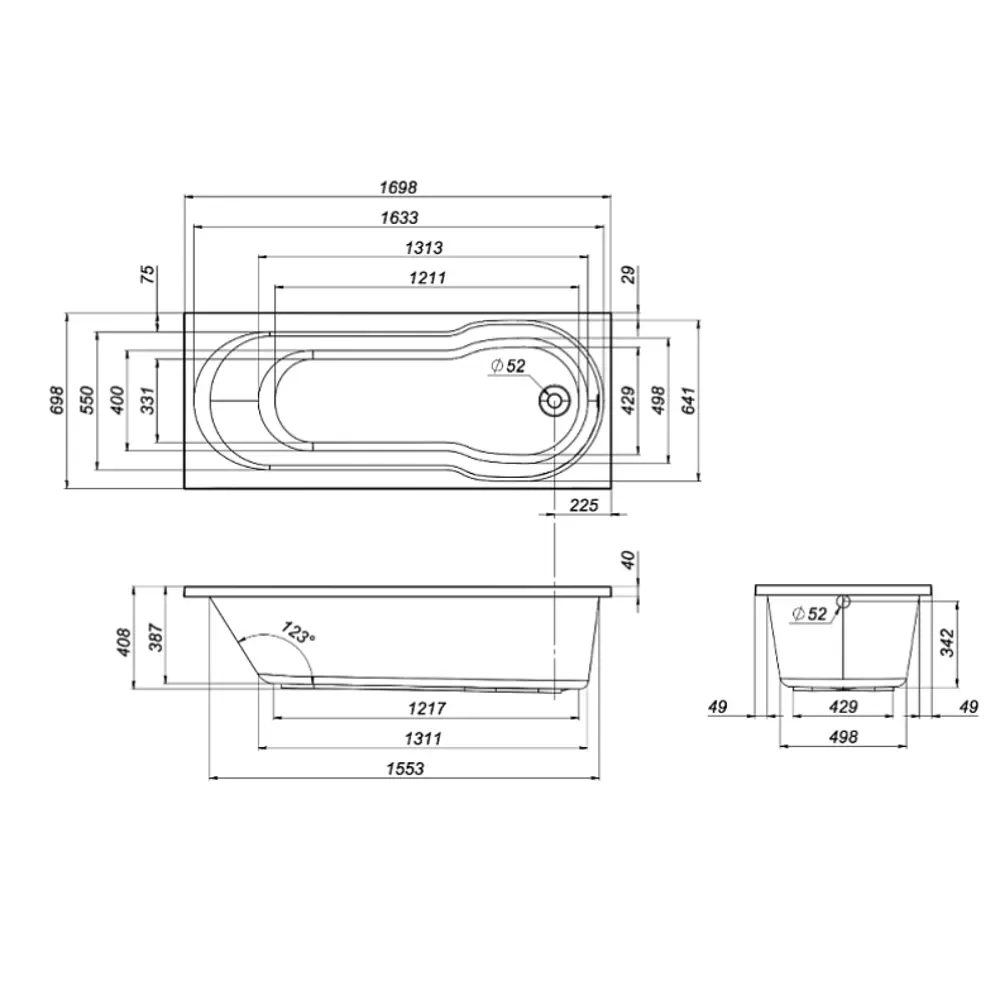 Ванна AM.PM X-Joy 3 в 1 акриловая 170x70 см STLM-2022127 - Вид №2