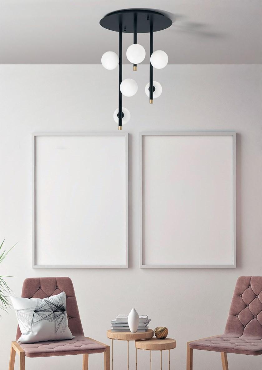 Miloox Потолочный светильник из металла и опалового стекла Pomì 1744.100 - Вид №1