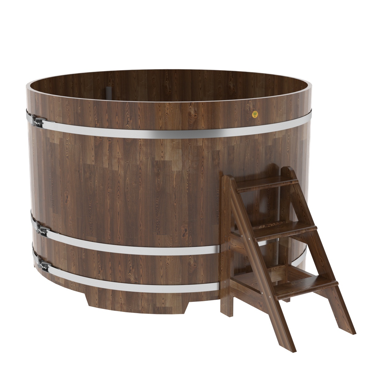 1560 Купель круглая из сращенных ламелей лиственницы d=1,80х1,2 морёная Alyarus 