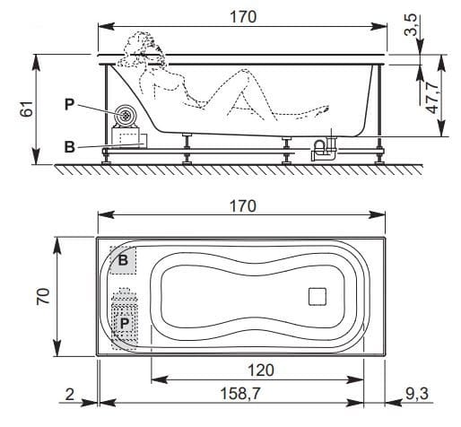Прямоугольная ванна с гидромассажем Kinedo COROLLA ARCH-00097888 - Вид №12