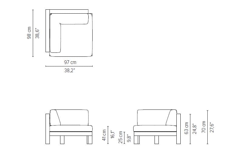 Угловой диван из ткани TRIBÙ Pure ARCH-00004283