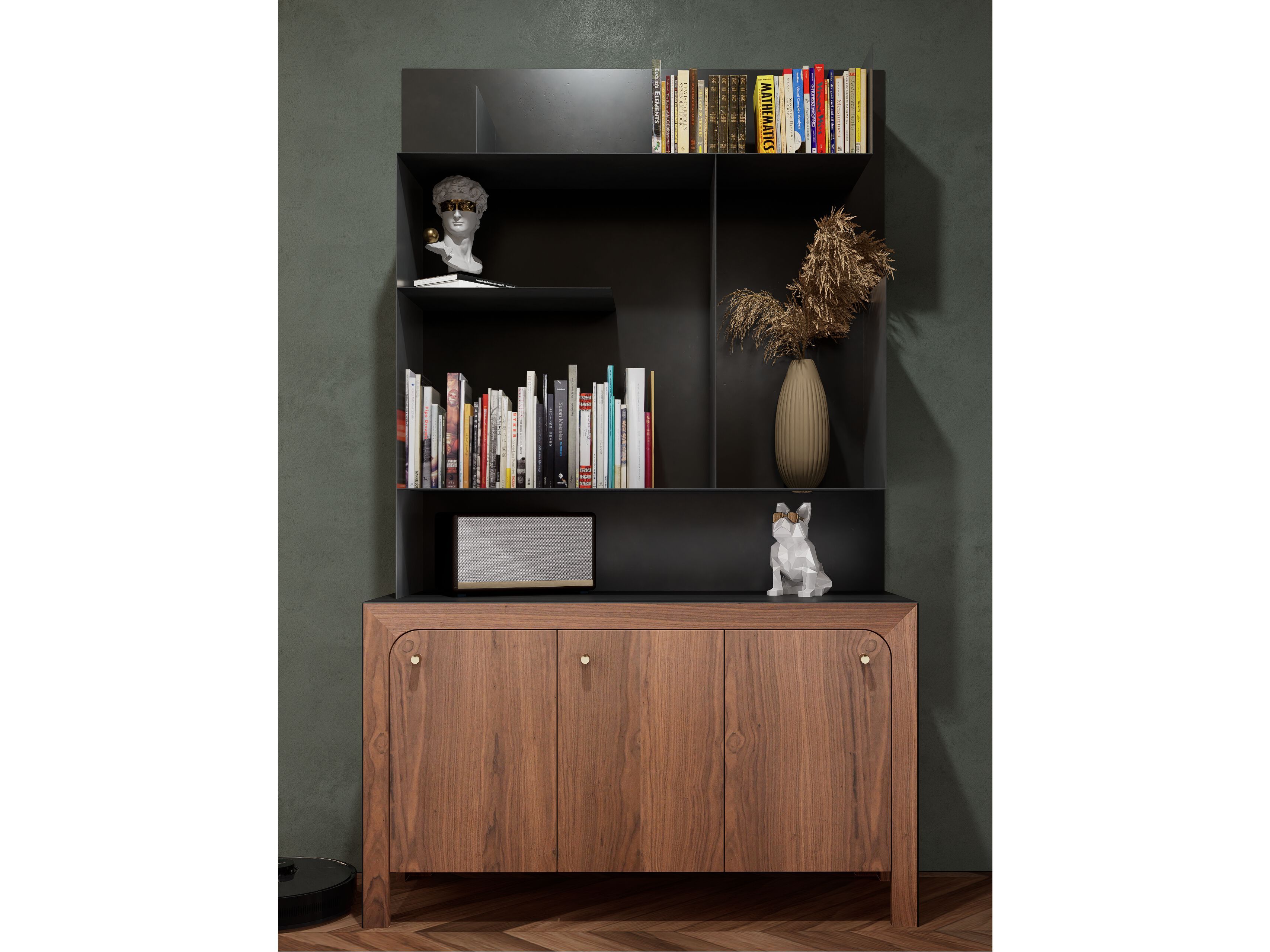 Книжный шкаф из стали и грецкого ореха Antoine Perdrieau Marietti ARCH-00055540