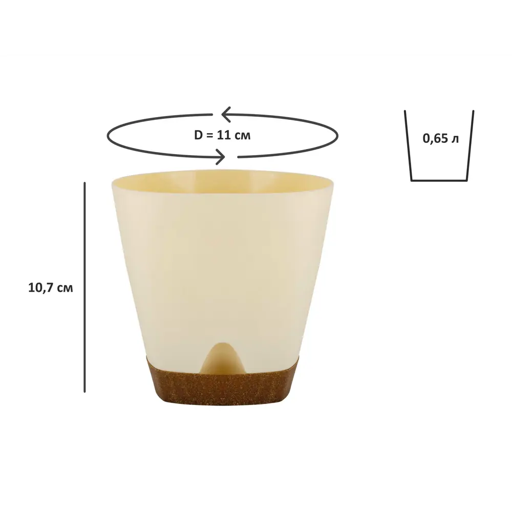 Горшок для цветов INGREEN Wood 0.65 л бежевый круглый 89416376 STLM-1566735 - Вид №3