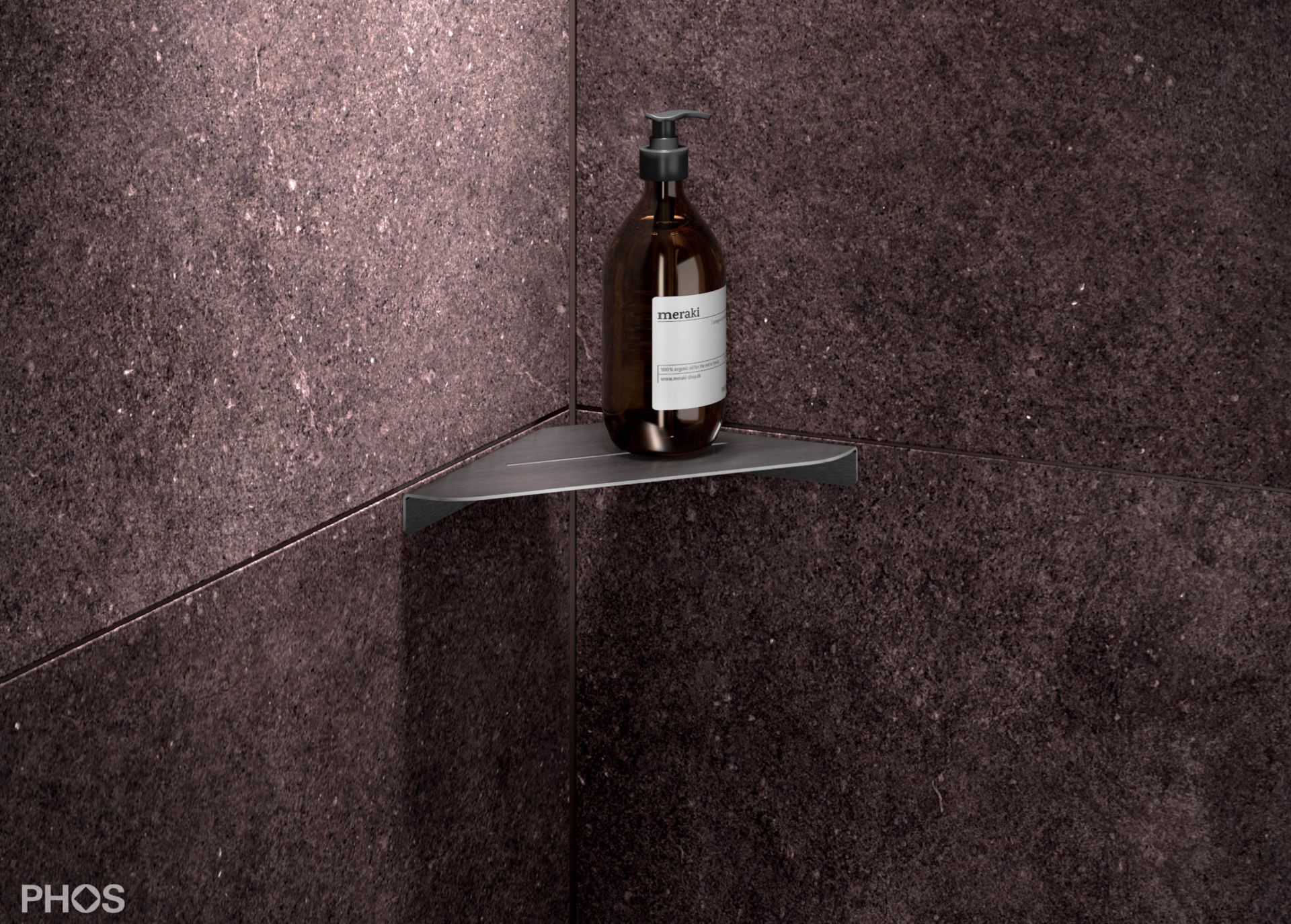DAE160 Привинчиваемая угловая душевая полка, 16 x 16 см, шлифованная вручную PHOS  - Вид №2