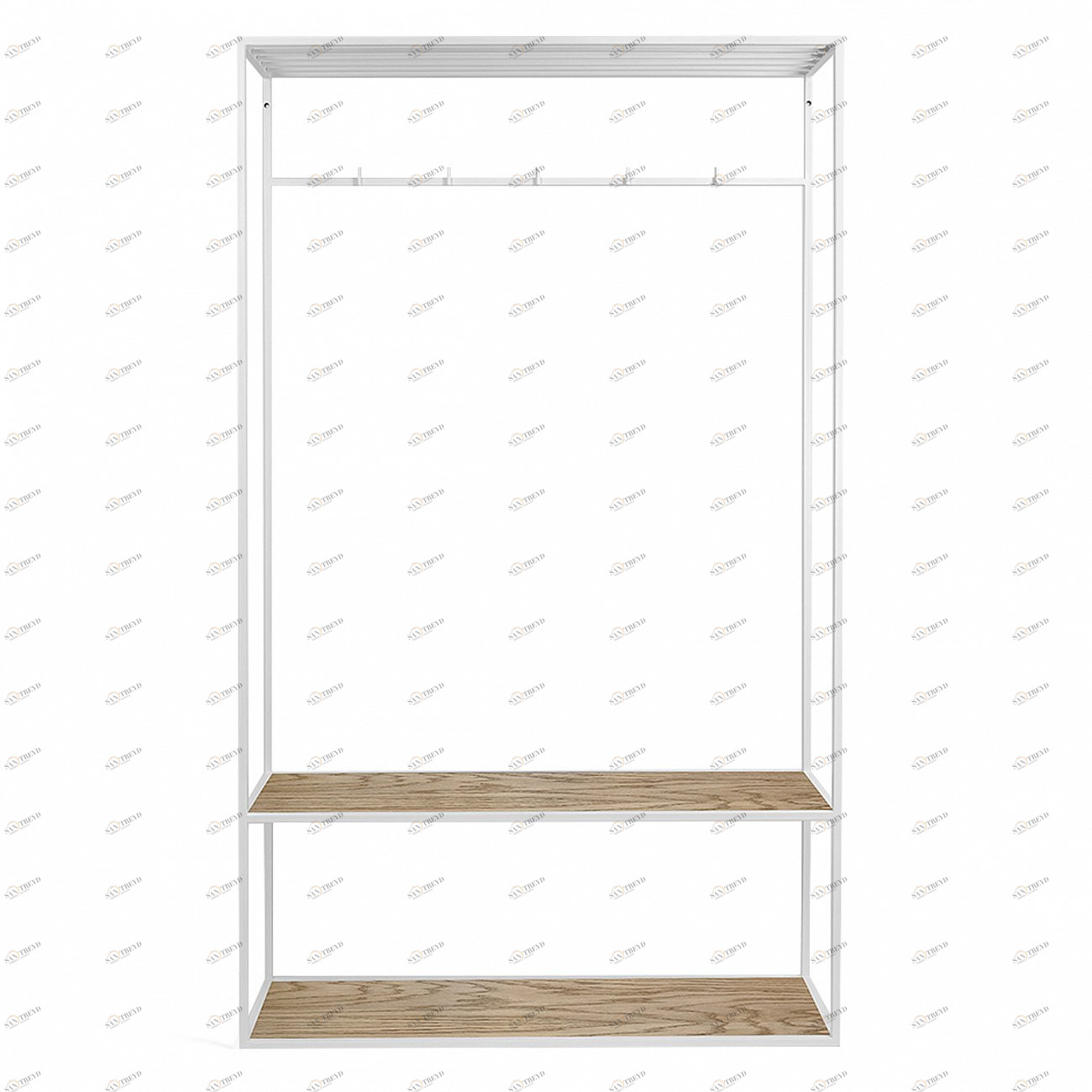 Вешалка в прихожую с полкой белая, темный дуб Hallra 2 white INTELLIGENT DESIGN ВЕШАЛКИ HALLRA 261048 Белый;коричневый 