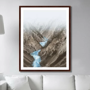 Фотокартина в деревянной раме 130х102 см River in Yellowstone National Park, United States КАРТИНЫ В КВАРТИРУ  264743 Белый;коричневый;разноцветный