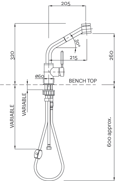 HR2030 Centique Hi Rise Vegie Смеситель для мойки-спрея Methven  - Вид №1