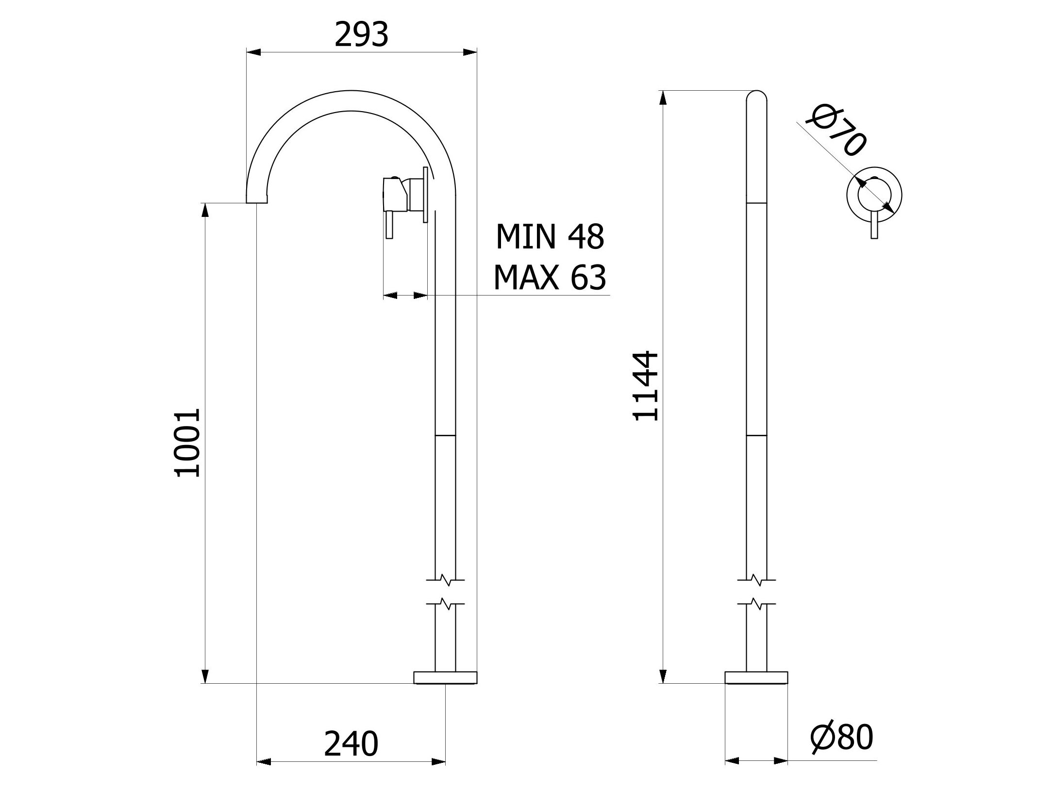 Смеситель для раковины с 2 отверстиями и автоматическим сливом IB Милан Турин ARCH-00053391 - Вид №11