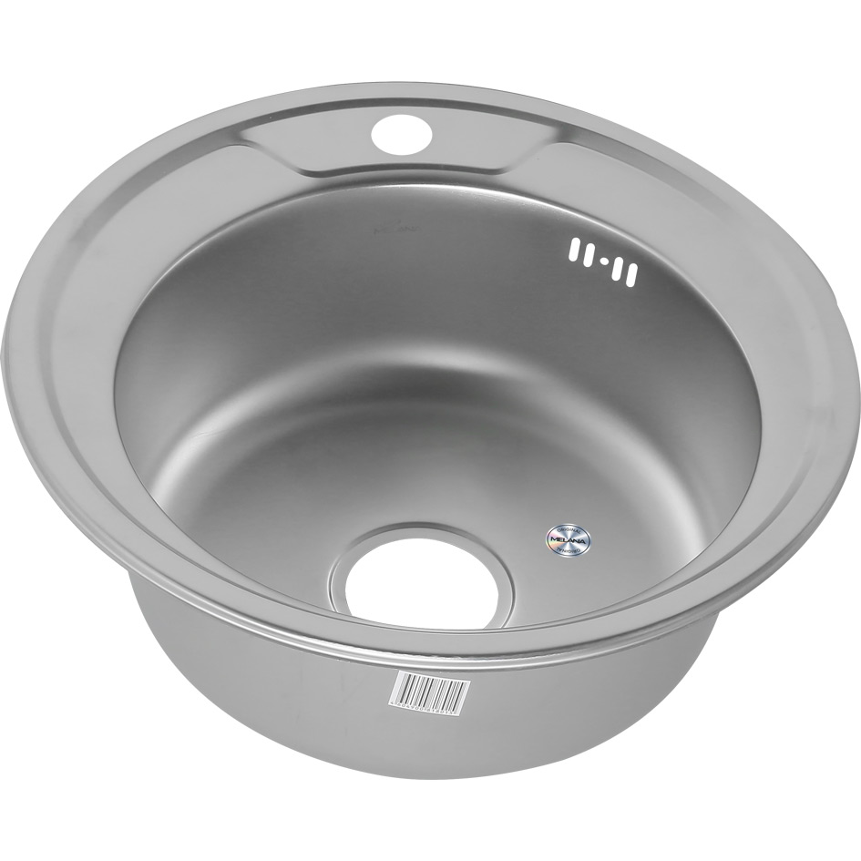 Мойка 490 MELANA 0,6/160 МАТОВАЯ врезная круглая с сифоном (017/4M *11) 017/4M (*11)