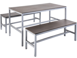 60.00.0365 Обеденный набор Dice - 2 скамейки и 1 стол - алюминиевая рама - тарелки Resysta Mbm