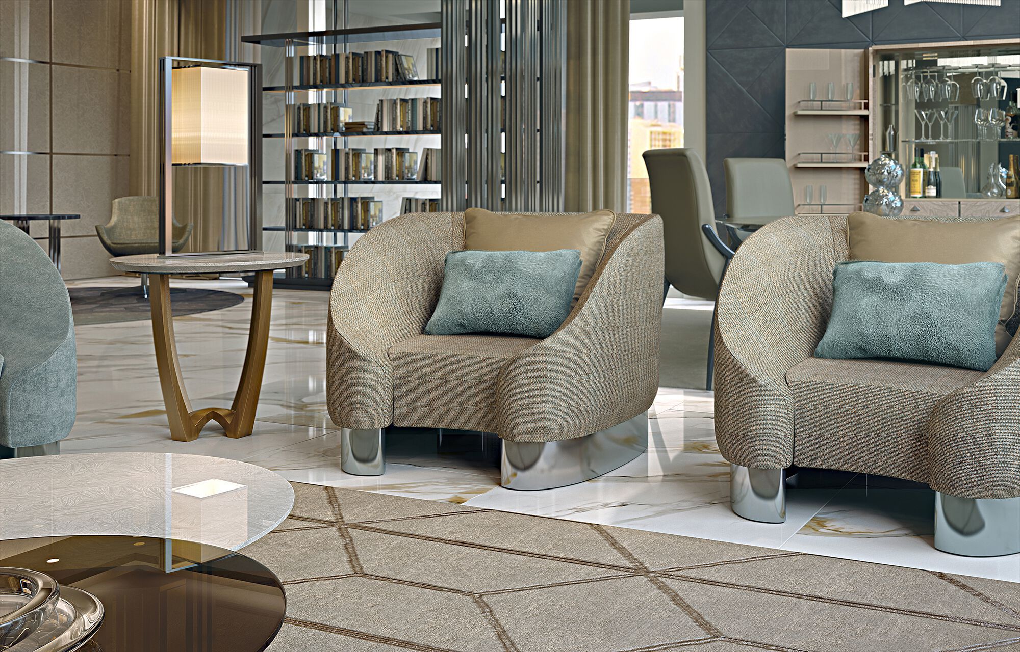 Тканевое кресло с подлокотниками Bizzotto Italia Symphony-Infinity ARCH-00120233 - Вид №1