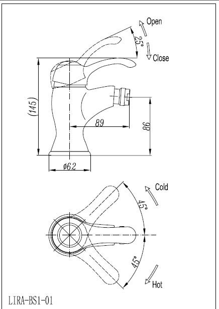 Смеситель для биде CEZARES LIRA-C-BS1-03 - Вид №1