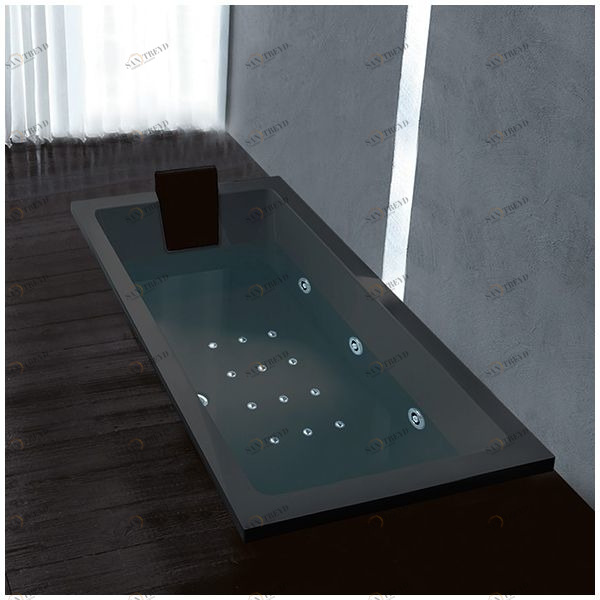 Ванна Gruppo treesse Quadra 170 ATC-V072Q-SX-C чёрная с гидромассажем аэромассажем и дезинфекцией и дистанционным управлением прямоугольная встроенная левая ATCV072QSXC