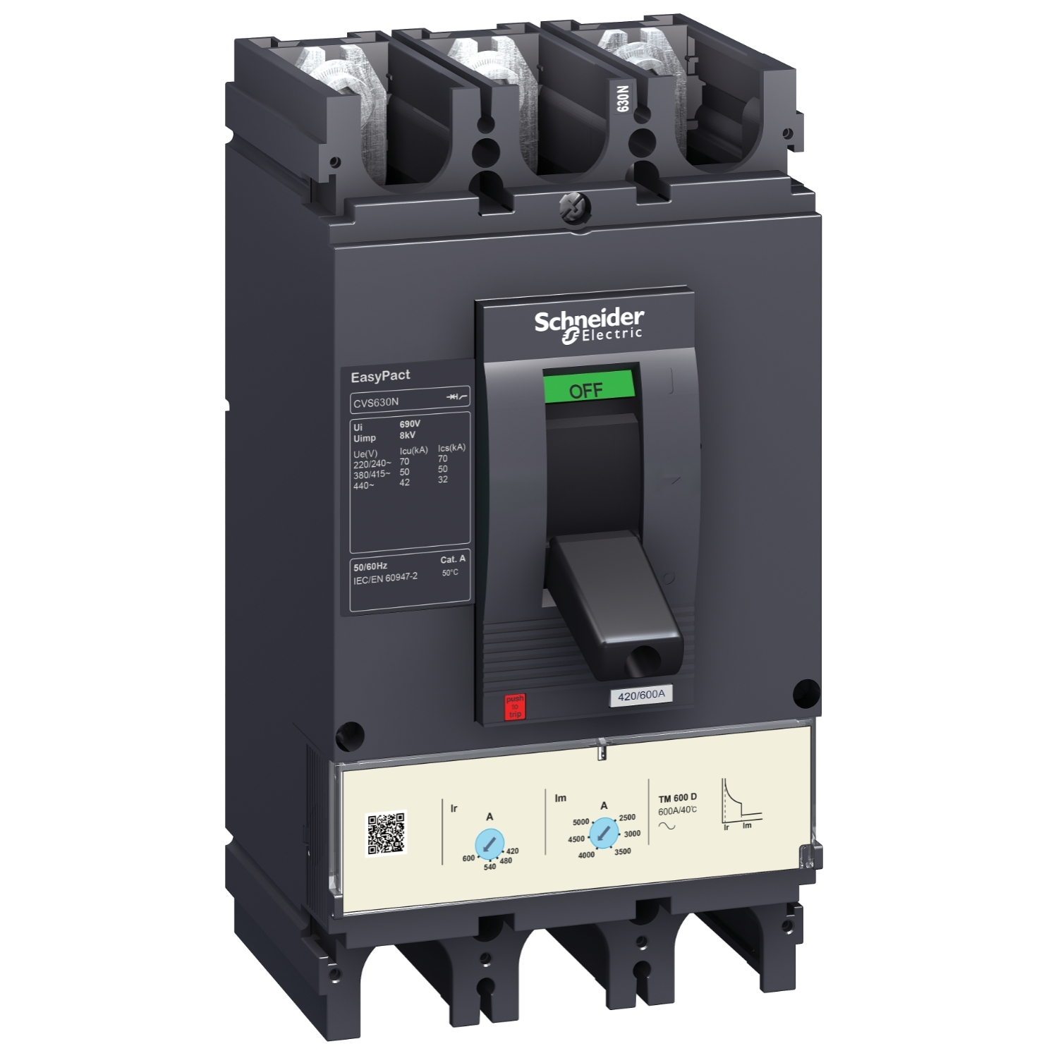 LV563550 Силовой автомат CVS 630, MA, 36кА, 3P, 500А Schneider Electric EasyPact 