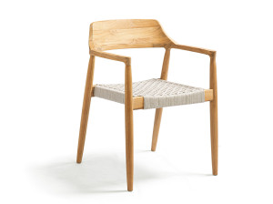 Стул для сада из тикового дерева с подлокотниками