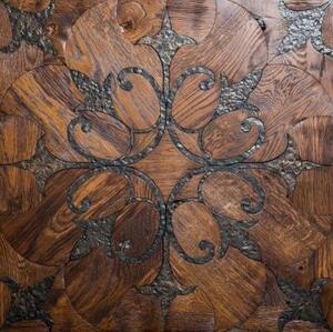 Модульный паркет Da Vinci С Металлом Дуб Натур брашированная, рельефная (Брашированная, Рельефная) 600х600 мм.