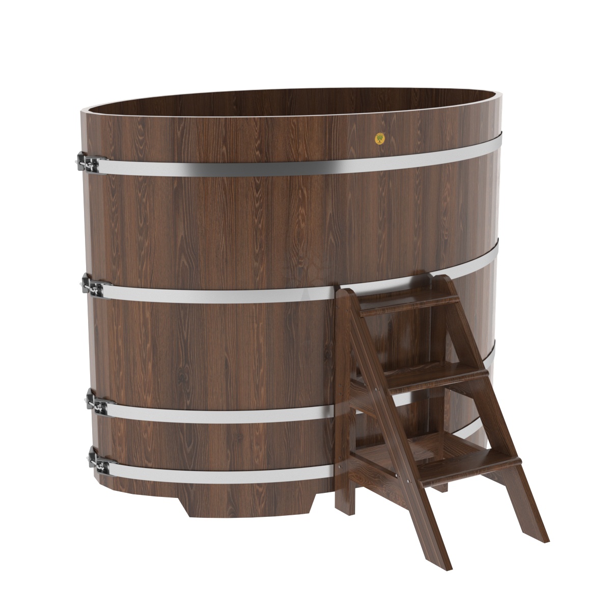 1324 Купель овальная из дуба 1,08х1,75х1,4 морёная Alyarus 