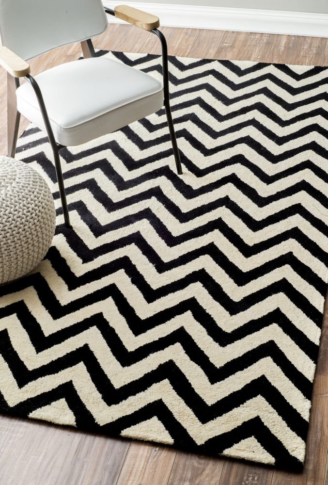 Ковер Zig Zag чёрный 300х500 DOLLY CAPRETS ДИЗАЙНЕРСКИЕ, ЗИГ ЗАГ 015232 Белый;чёрный  - Вид №1