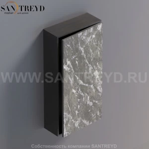 LIFT Модульный шкаф 80 см с правой дверью на доводчиках. Модули могут располагаться горизонтально и вертикально. Отделка: темный дуб и серый мрамор. AMOB052GCRWDX