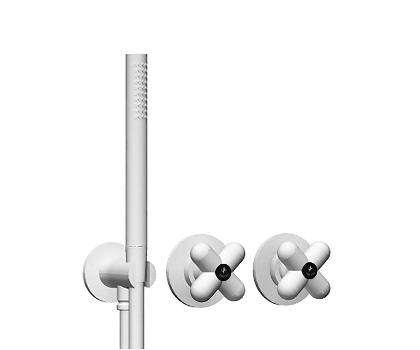 0384B+0384A  Встраиваемый смеситель для ванны/душаручки переключатель с закрытием, на 2 потока с поворотной кнопкой ручная лейка FIT шланговое подсоединение с держателем для ручной лейки гибкий шланг 150 см ПВХ впуски 1/2'' Звукоизолированные Fantini Rubi Fantini Rubinetti I BALOCCHI