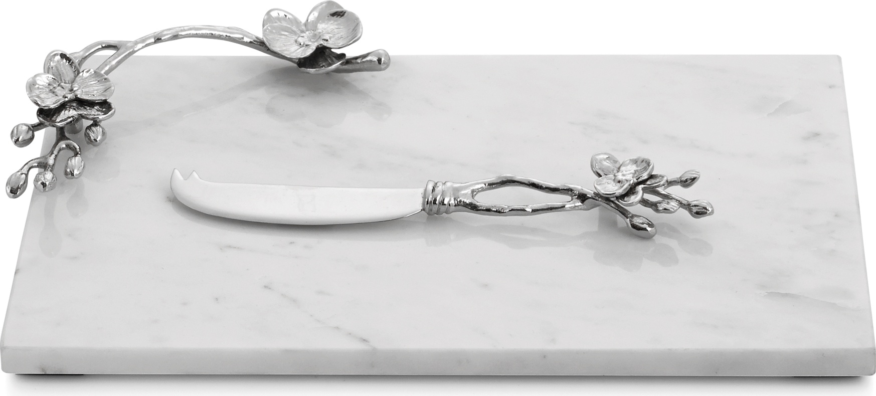 10605579 Michael Aram Доска для сыра с ножом Michael Aram Белая орхидея 32х21см Мрамор 