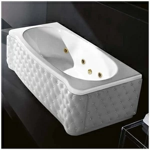 Ванна Gruppo treesse New Classic Young STX-V674B-SX-KBS-GD белая с золотой фурнитурой гидромассажем и дезинфекцией прямоугольная левая белая кожа кристаллы сваровски