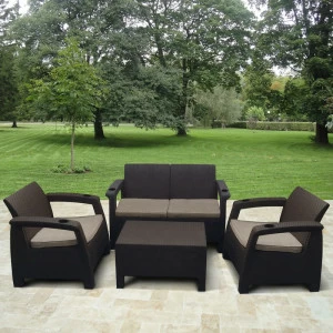 Мебель садовая с диваном коричневая на 4 персоны Yalta-1 AFINA  130618 Коричневый