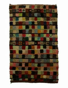 AFOLKI Прямоугольный шерстяной коврик с длинным ворсом и геометрическими мотивами Boucherouite Taa1028be