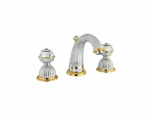 033201.000.30 Раковина с тремя отверстиями и кристаллами Swarovski Античная латунь