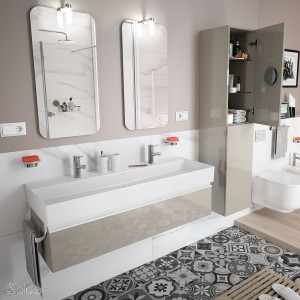 26612 SALGAR Мебель для умывальника SPIRIT 1200 1 металлический ящик GLOSS TAUPE 1194 x 270 x 450 мм Глянцево-серо-коричневый