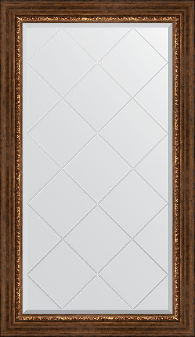 BY 4234 Зеркало с гравировкой в багетной раме - римская бронза 88 mm EVOFORM Exclusive-G