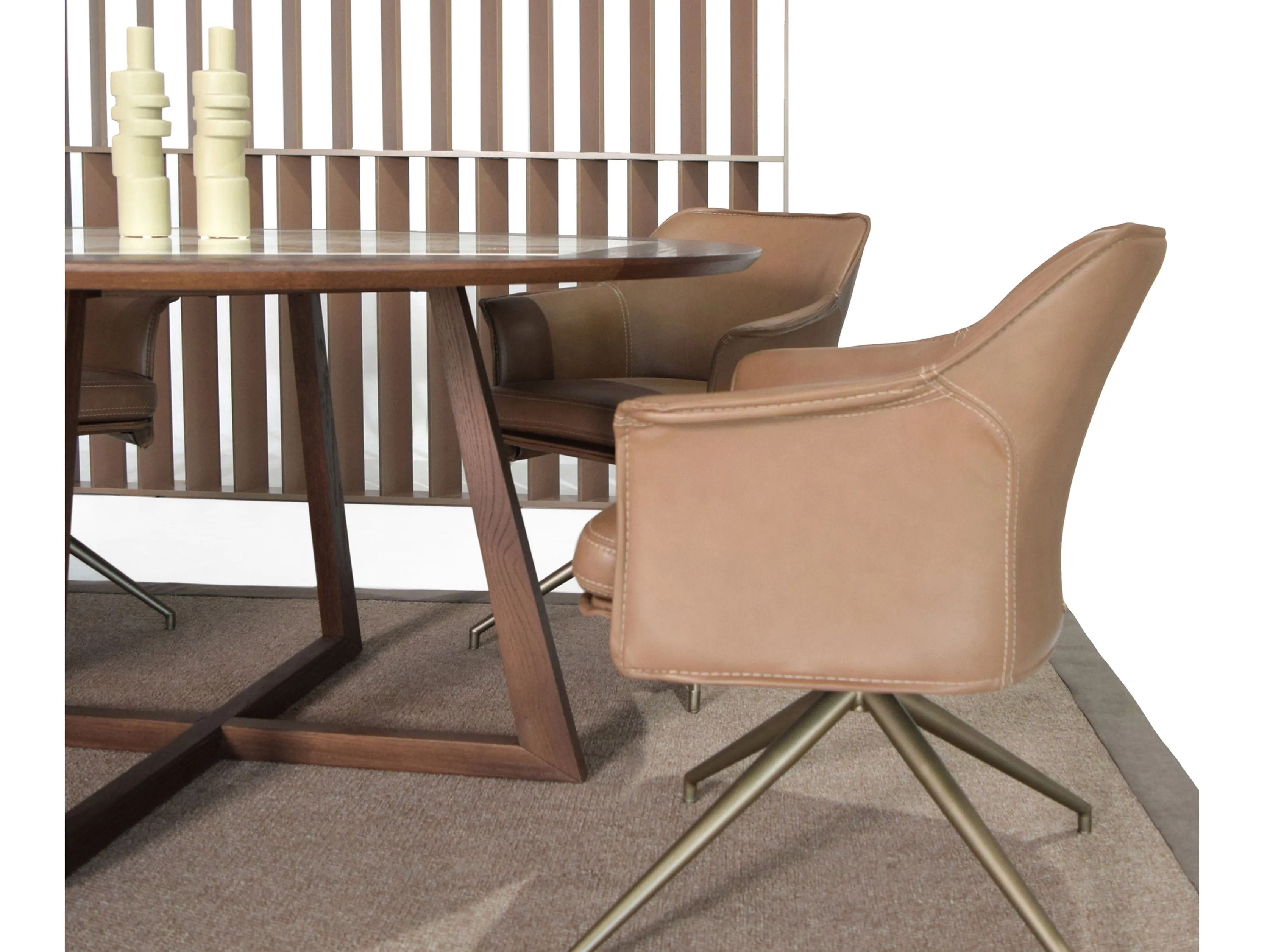 Круглый деревянный обеденный стол с мраморной столешницей ABLE CHARISSA R ARCH-00066026 - Вид №7