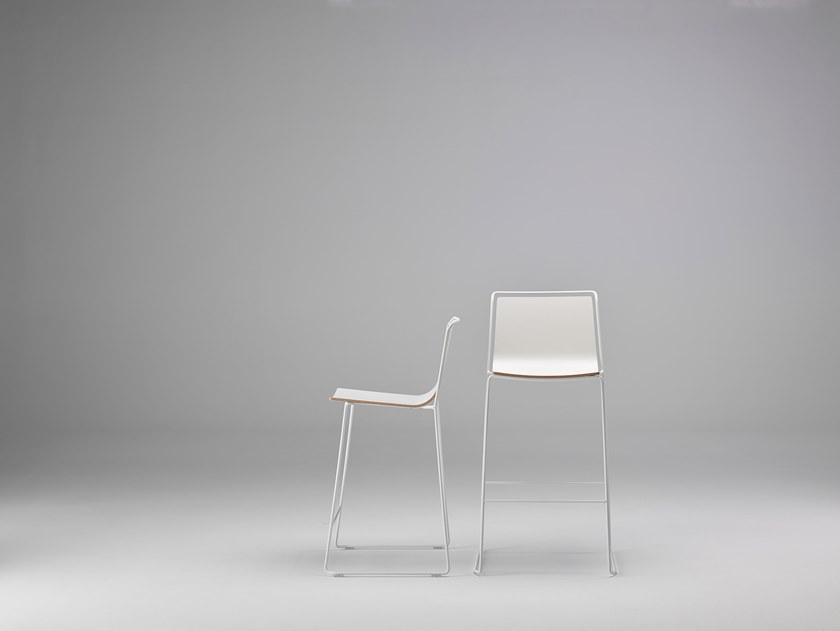 ONDARRETA Стул из высокой стали с сиденьем, обтянутым тканью Alo sun-id-1479200 - Вид №5