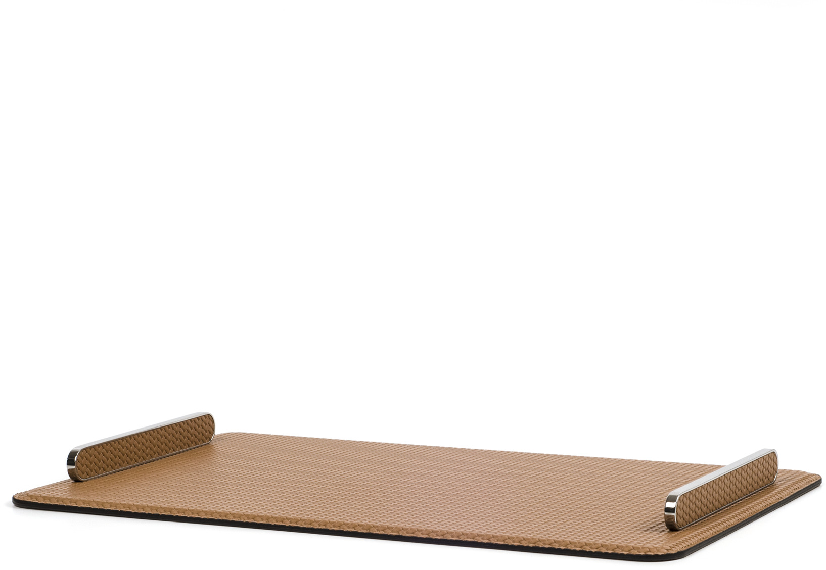 Прямоугольный поднос Este - 40X25 см/металл-отделка_золото/тканная кожа_кремовый