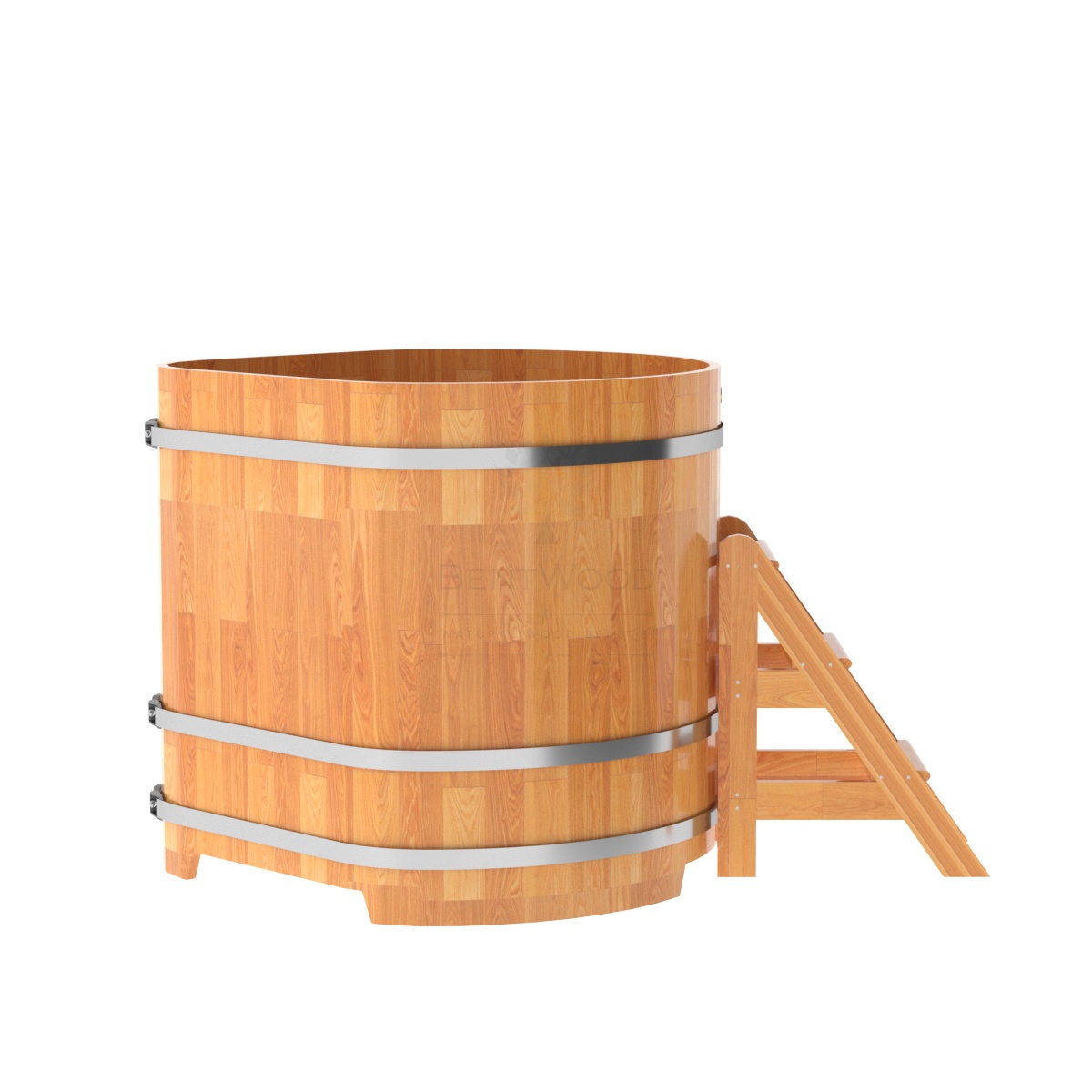 1577 Купель угловая из сращенных ламелей лиственницы 1,19х1,19х1,2 натуральная Alyarus  - Вид №3