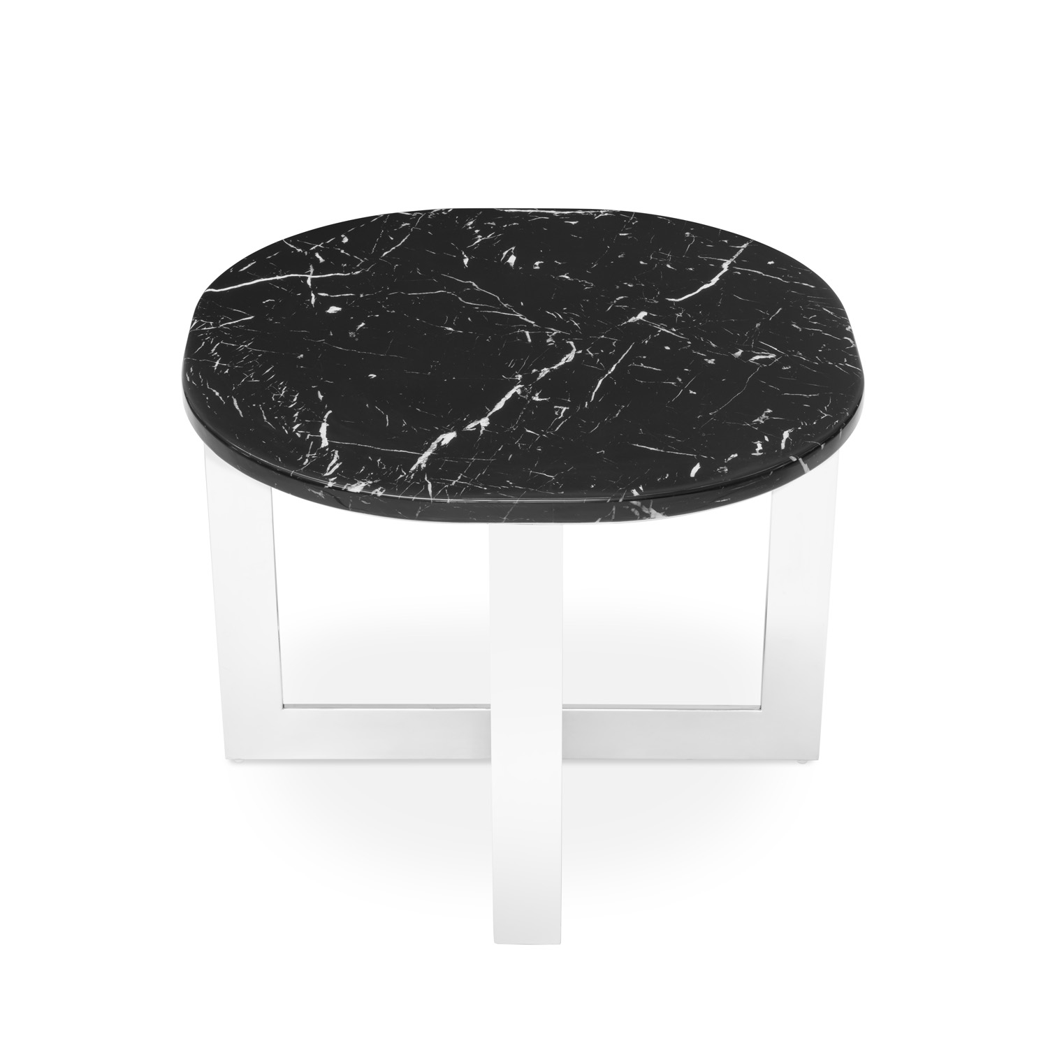 450277-18 ABHIKA Боковой столик GLORY H45 D60 WHITE/GOLD  - Вид №1