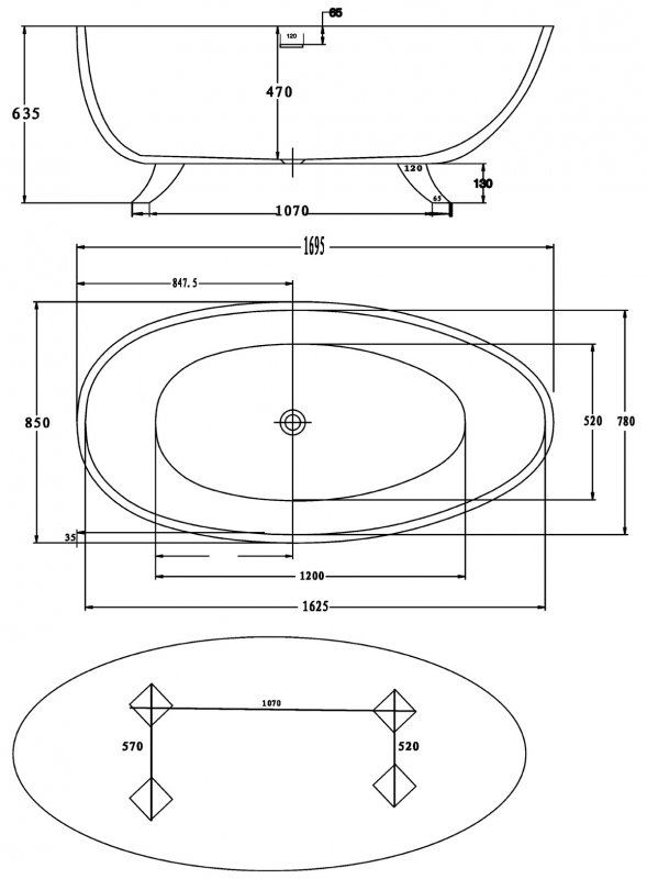 Акриловая ванна BelBagno BB42-1700-PERL  - Вид №6