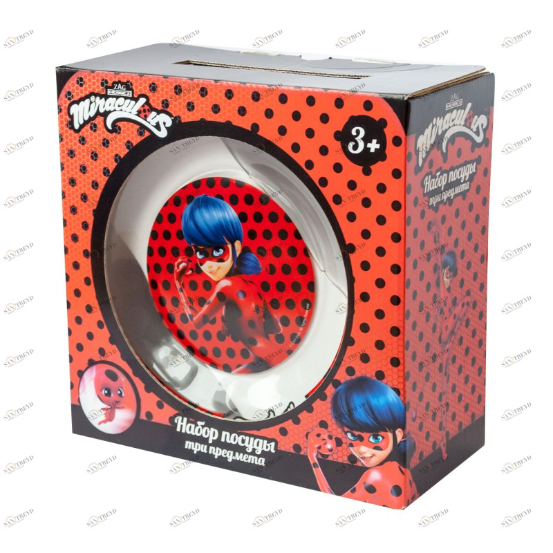 Набор стеклянной посуды в подарочной упаковке "Леди Баг и Супер Кот. Дизайн 2", 3 предмета ND PLAY ЛЕДИ БАГ 335843 Красный;прозрачный Santreyd 