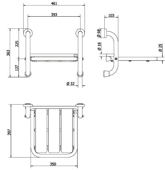 Сиденье для душа / сиденье для ванны с порошковым покрытием Thermomat SRD-I ARCH-00062488 - Вид №2