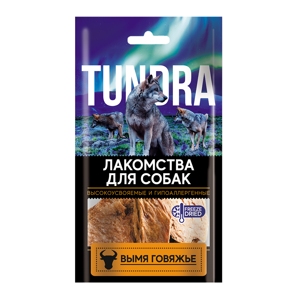 ПР0060052 Лакомство для собак Вымя говяжье 60г TUNDRA 