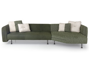 Кожаный и тканевый диван с шезлонгом