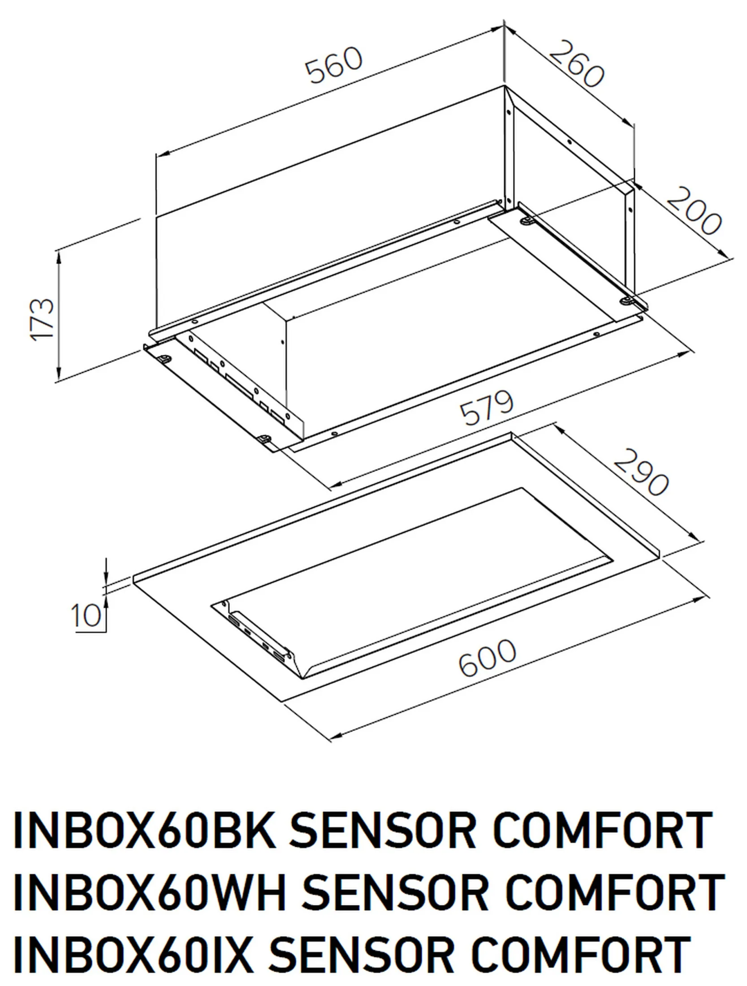 9270620 Вытяжка полновстраиваемая Meferi INBOX60WH SENSOR COMFORT белый STDN-0118406 - Вид №13