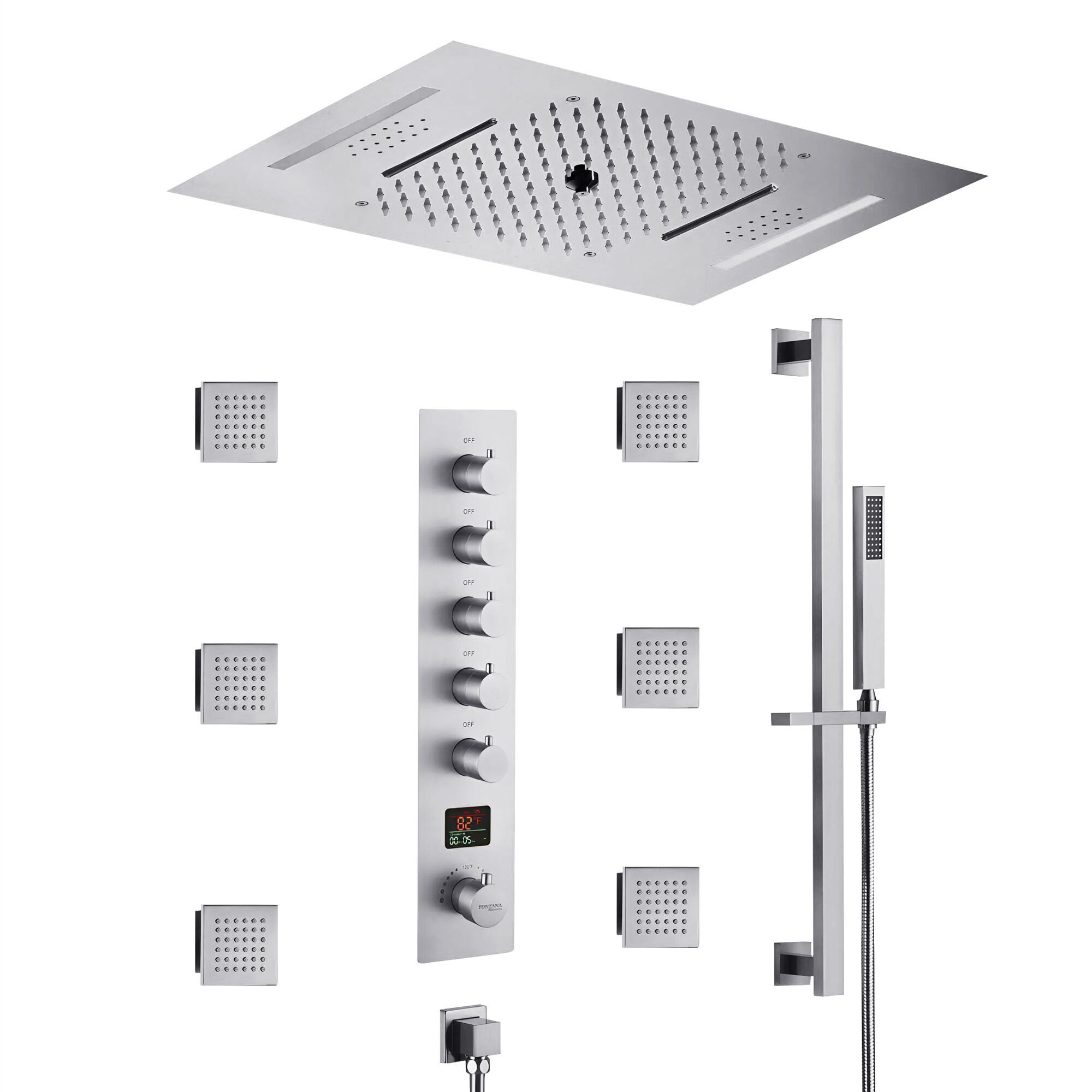 Термостатический набор для душа со светодиодной насадкой для душа Fontana Showers SAINTE-MARIE ARCH-00112139 - Вид №1