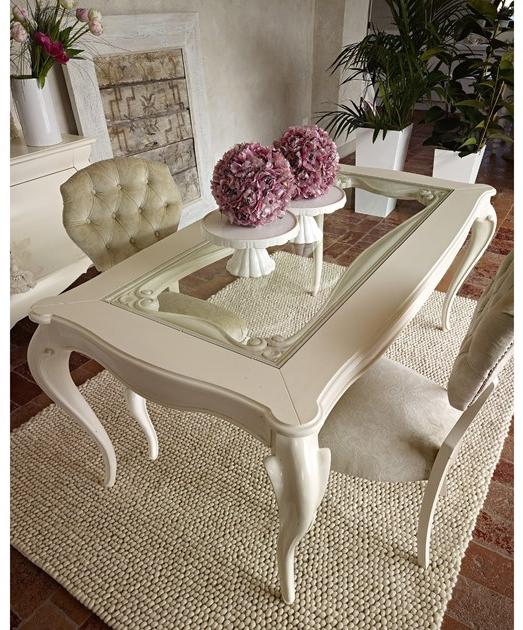 VOLPI Обеденный стол из дерева и стекла Night & day 1218/1282 - Вид №1