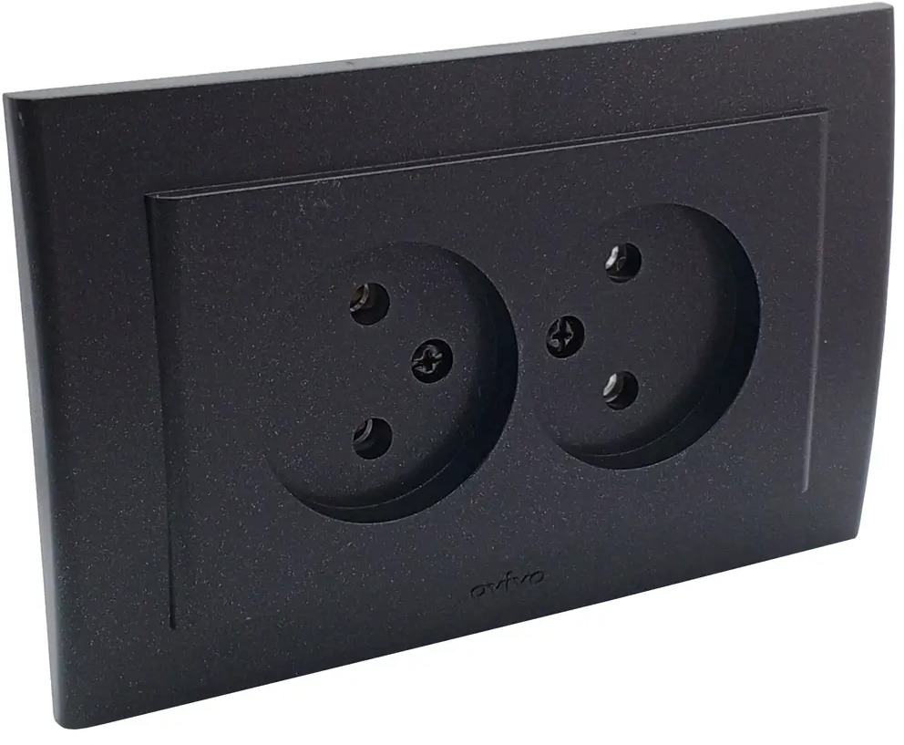 90802110 Розетка двойная встраиваемая Ovivo Mina 401-170300-908 цвет черный STLM-0388884