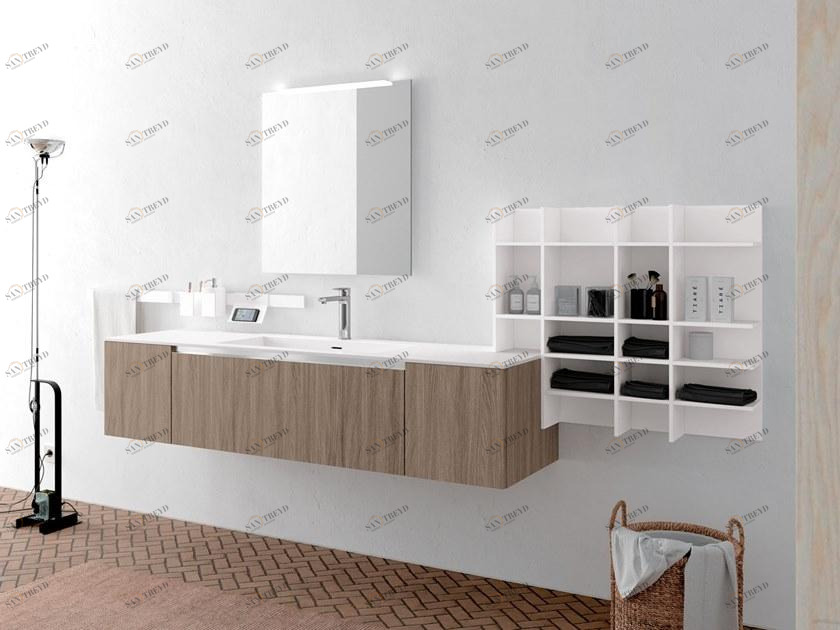 Archeda Тумба под умывальник из лакированной древесины с зеркалом Linea sun-id-1459188