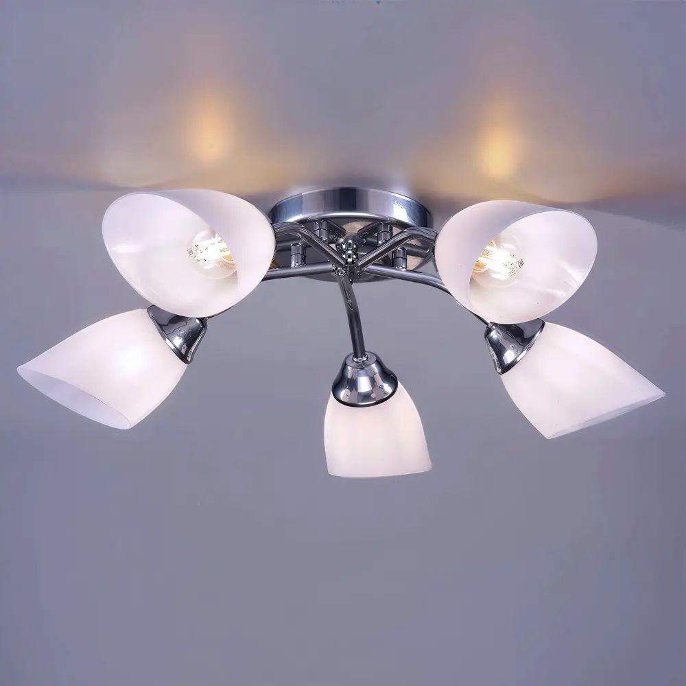 Люстра потолочная Жанр 5 ламп 15 м² цвет серебристый/белый РОССВЕТ STLM-2115886 - Вид №1